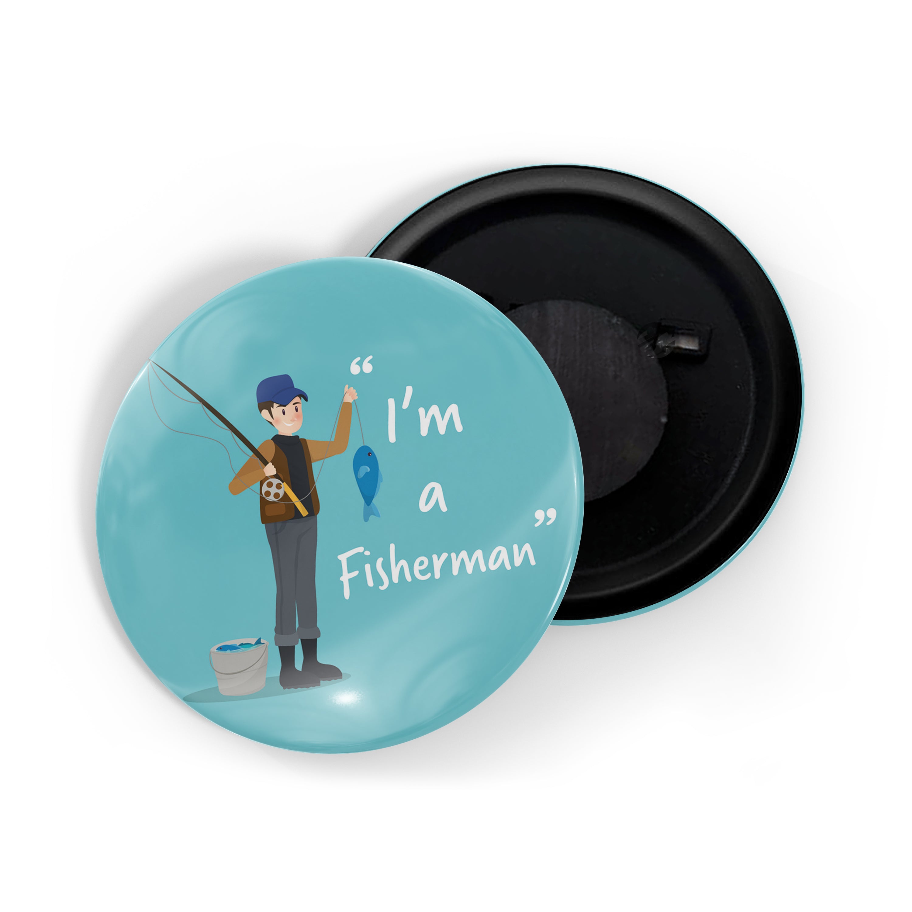 dhcrafts Round Fridge Magnet Blue Color Profession I'm A Fisherman Glossy Finish Design Pack of 1 (75 mm)